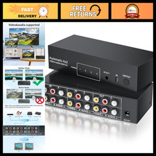 4x2 RCA Switch Splitter Composite Video L/R Audio Selector Box - High Quality