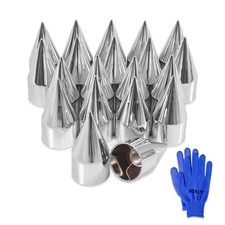 20Pcs Lug Nut Covers 33mm x 4 1/4" Spike Nut Covers ABS Chrome Plastic 20 PCS