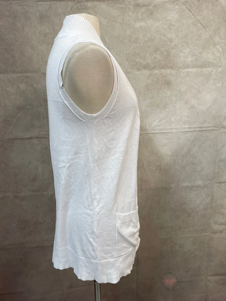 Cárdigan para mujer Cielo sin mangas frente abierto blanco talla M Foto 4 de 4