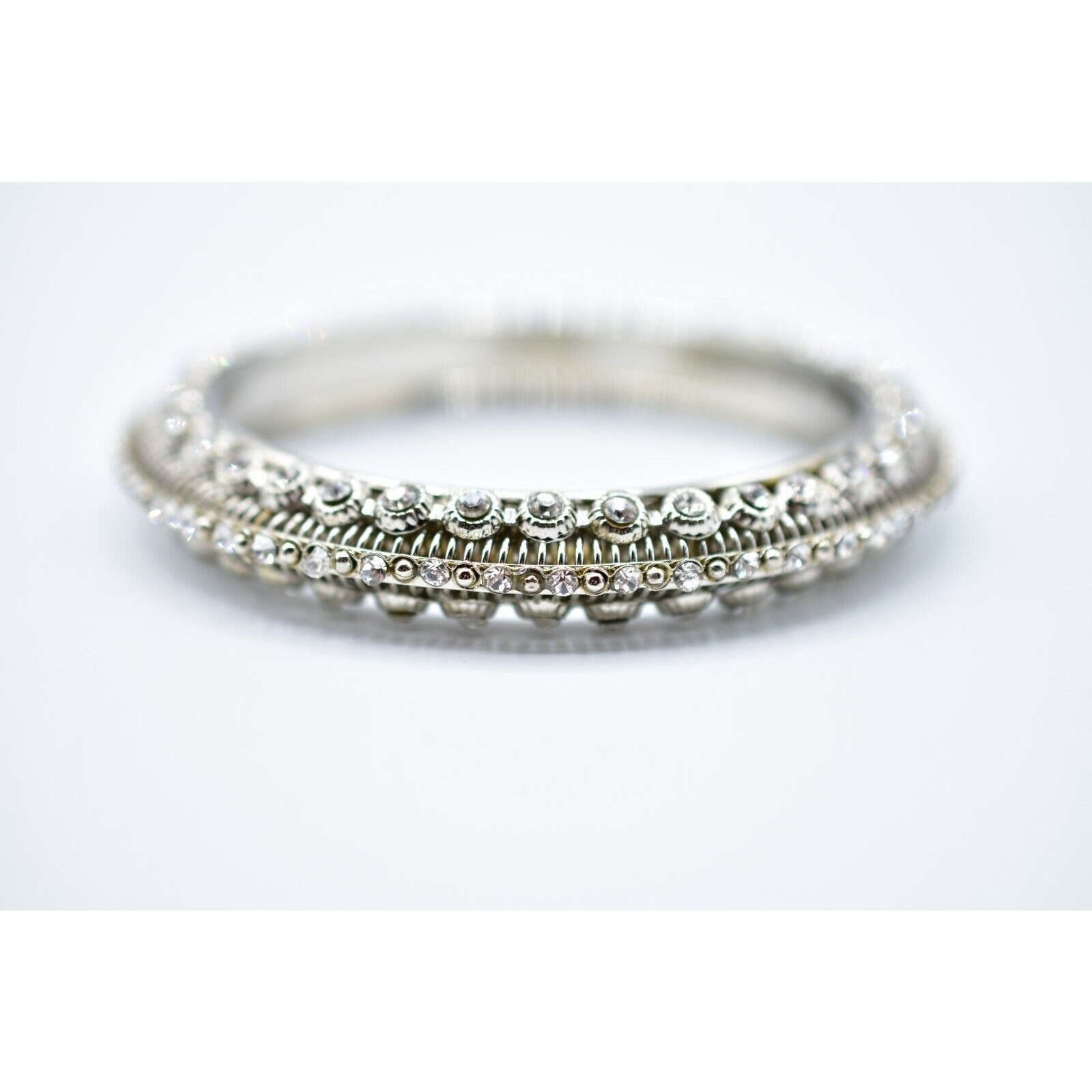 Statement Rhinestone Crystal Bangle Bracelet Silv… - image 9