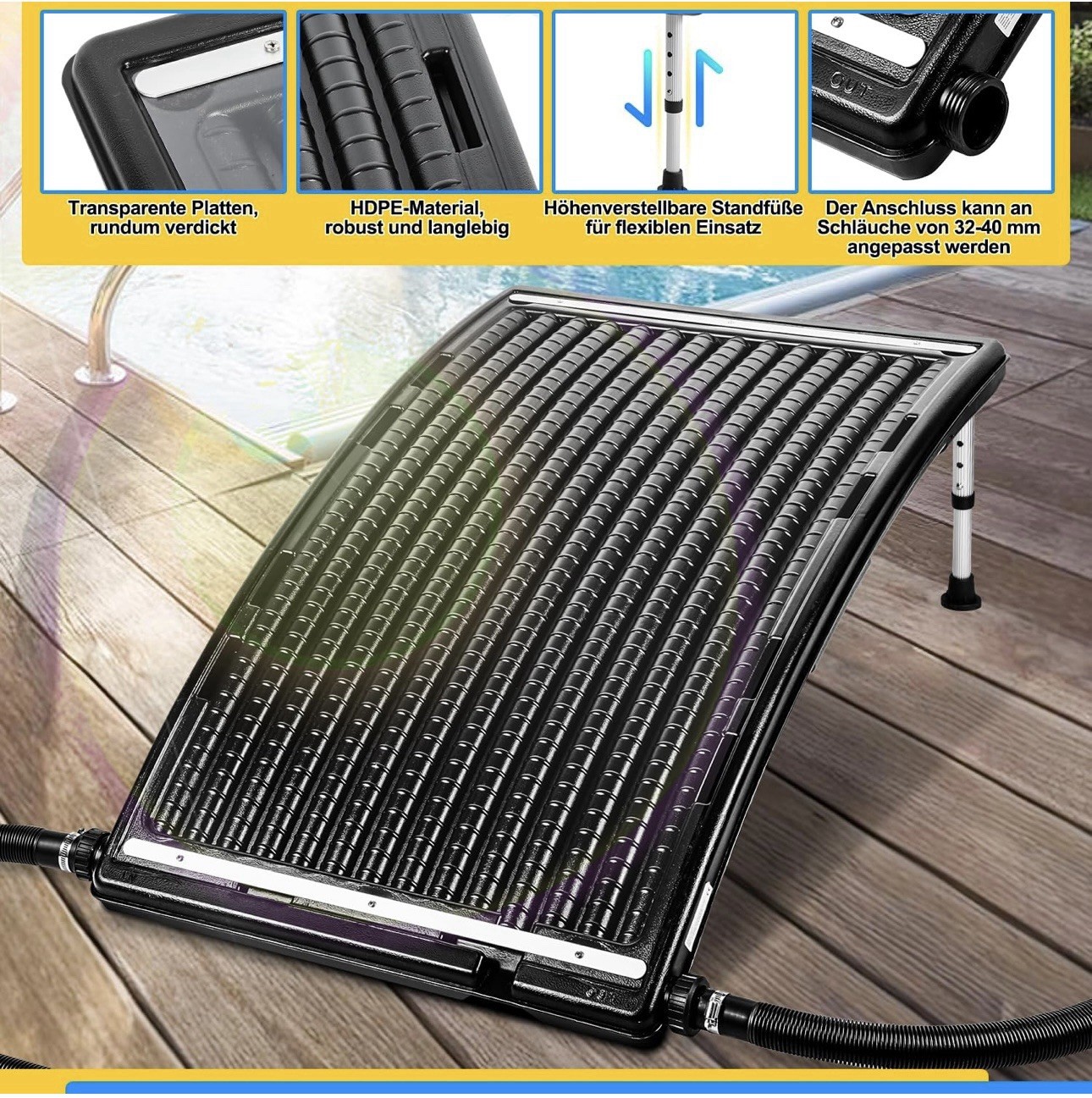 PANNELLO SOLARE PER PISCINA 110x65x15 Cm Riscaldamento Solare 10000 l/h VEDIFOTO