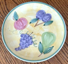 FRUTTA Set of 4 Salad Plates 8 1/8" Hand Painted Fruit Caleca Italy Grapes Pear