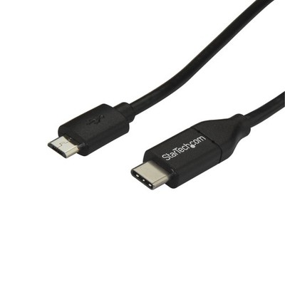 StarTech 6.6ft/2m USB-C to Micro-B Data Cable, USB 2.0 (USB2CUB2M) 6 ft, Black
