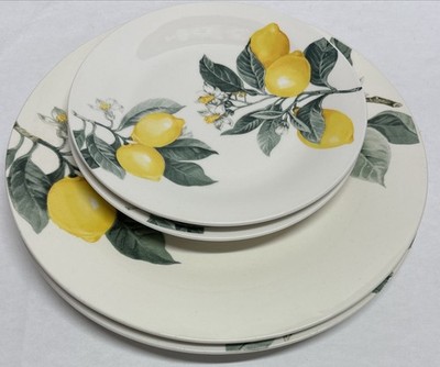 Royal Norfolk Lemons 2 Dinner 2 Salad Plates Beautiful Summer Citrus Yellow