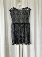 GUESS Black Sheer Lace Dress Size Medium Grunge Retro Whimsygoth Goth Witchy