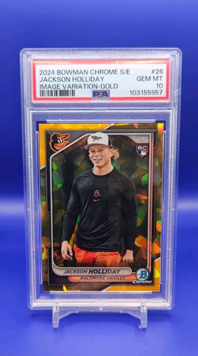 2024 BOWMAN CHROME SAPPHIRE JACKSON HOLLIDAY IMAGE VAR-GOLD /50 PSA 10 Rookie