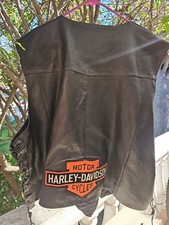 First Vest Mens Sz 64 Black Leather Biker Mot...
