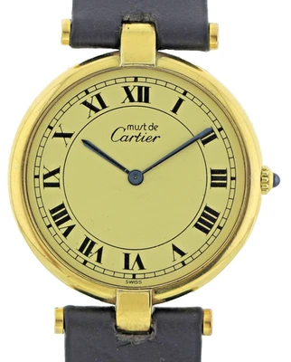 Cartier Damenuhr must de Cartier in 925 Silber vergoldet Ref. 59003 Quarz Ø30mm - Bild 1 von 4