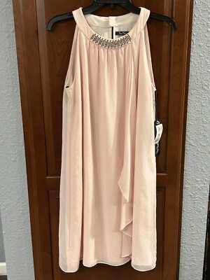 VERA MONT Ice Pink dress Formal Occasion Sz 8 Flowy Fun Flirty Silver Accents