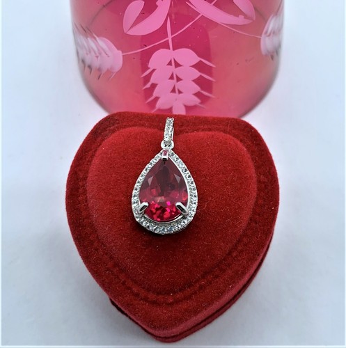 4,6 ct zertifizierter beheizter roter Almandit Granat Anhänger in w. vergoldetem Sterling - Bild 5 von 12