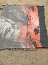 Janice Apparel Womens Blanket Scarf NEW Gray Coral Tie Dye Soft Fringe One Size