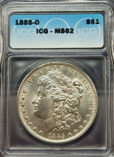 1885-O Morgan Silver Dollar $1 - ICG MS62 - Free Shipping!!
