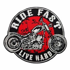 Aufnäher Aufbügler Motorrad Patch Ride fast live hard biker chopper sprüche loud
