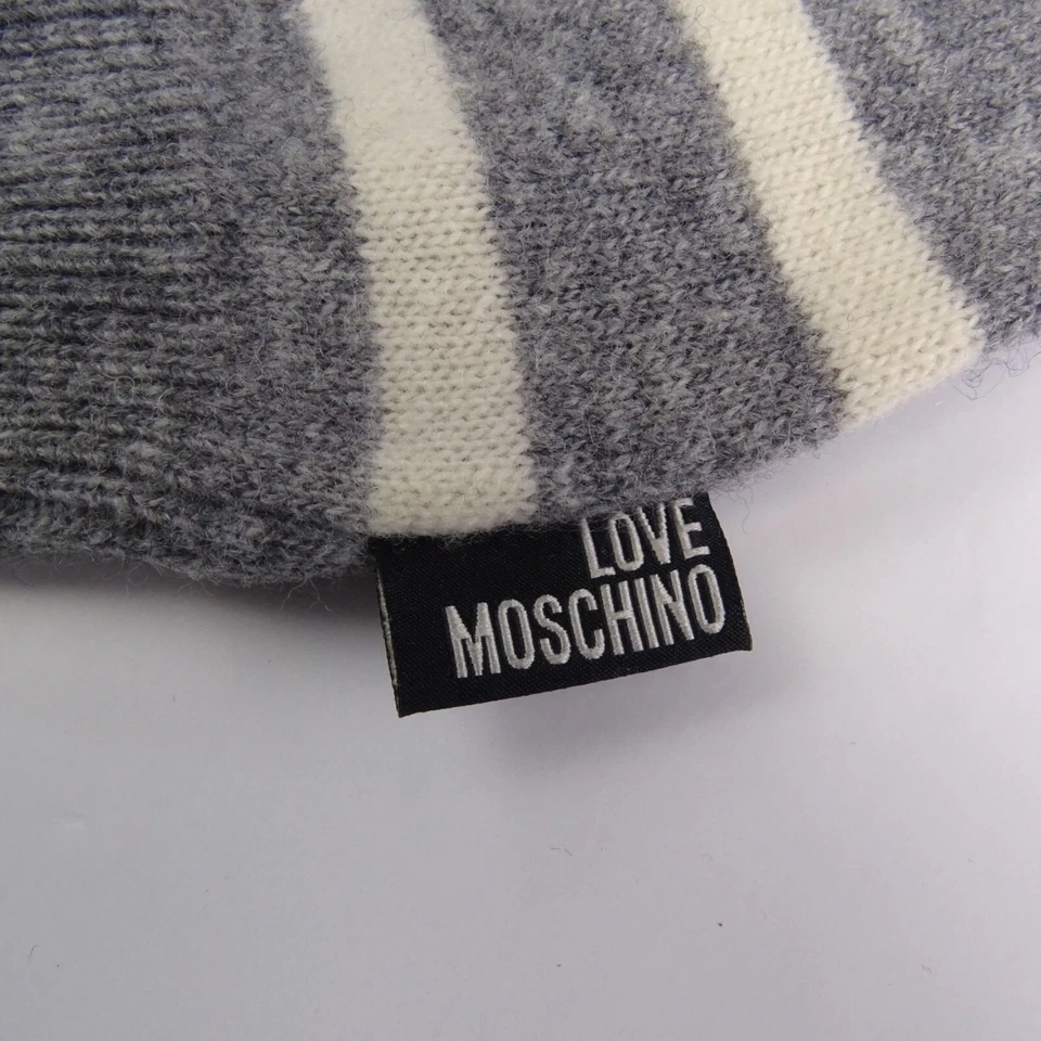 Suéter Love Moschino Mezcla Lana Bloque de Color Rayas Púrpura Gris Negro Cuello en V Foto 2 de 4