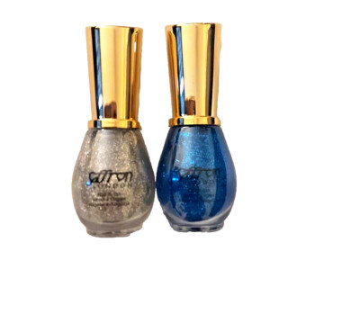 Safran Glitzer Nagellack Nagellack BLAU SILBER Schimmer Sparkle 2er Pack