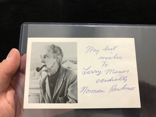 Norman Rockwell with Pipe Signed Inscribed Glossy Postcard Photo