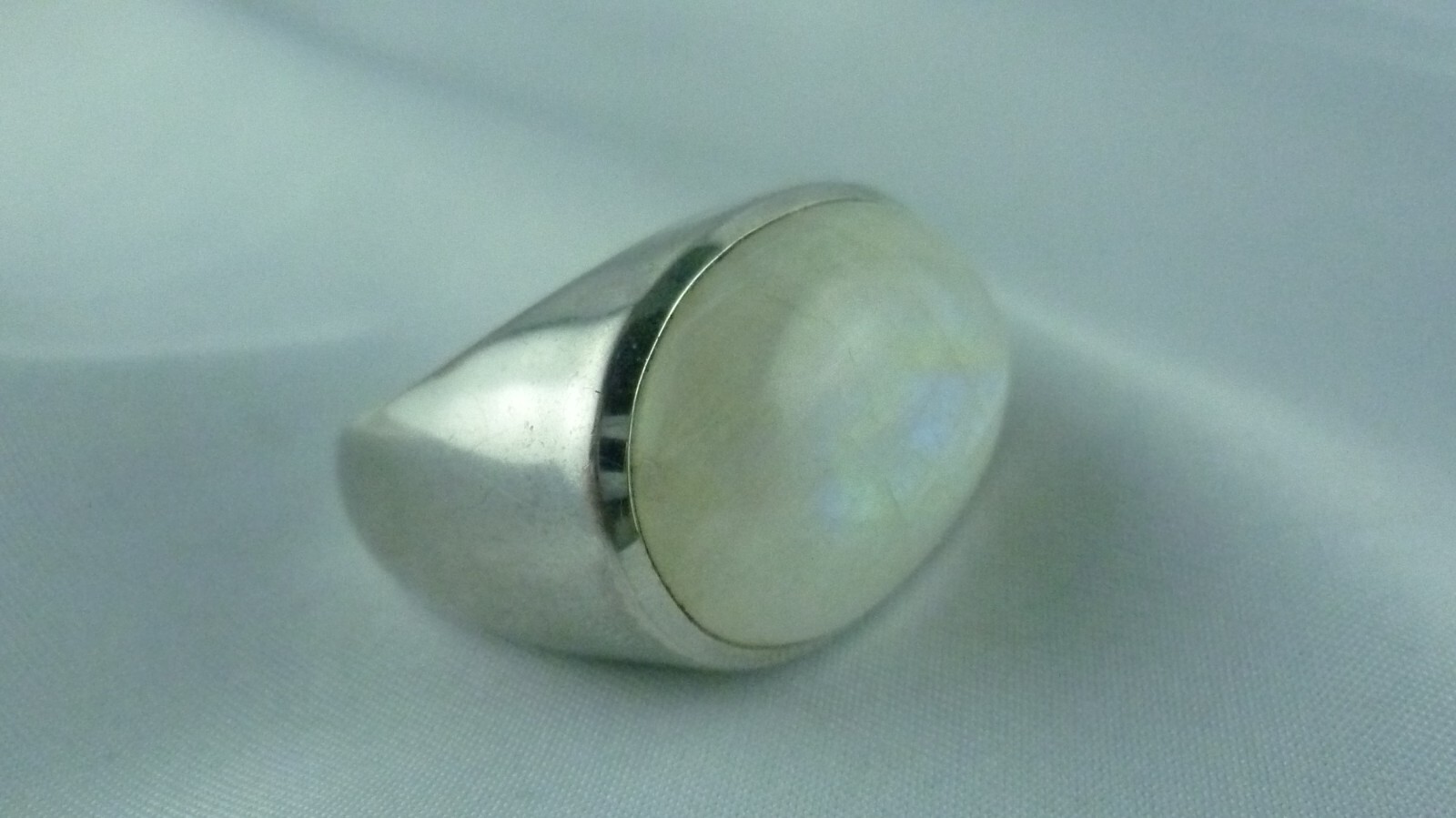Ring Moonstone Solid Plain 925 Sterling Silver Ri… - image 1