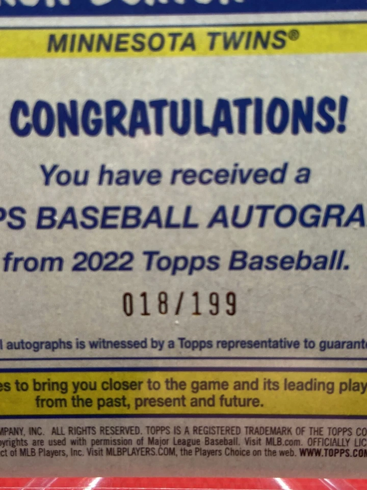 Byron Buxton 2022 Topps Series 2 1987 Black Parallel Auto 18/199 Minnesota Twins - Image 4 of 4