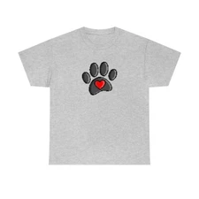 8 Bit Retro Video Game Dog Paw Print Unisex Heavy Cotton Tee
