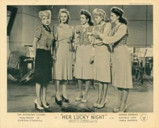 Her Lucky Night original lobby card The Andrews Sisters line up on stage