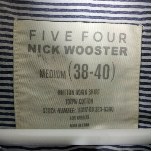 Five Four Nick Wooster Mens Medium Button Down Stripe Shirt 100% Cotton - Picture 2 of 6