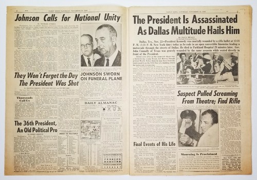 Periódico New York Daily News Presidente Kennedy Muere 23 de noviembre 1963 - Imagen 2 de 12