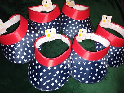 Sun Squad Retro Visor NWT Patriotic Red White Blue Stars