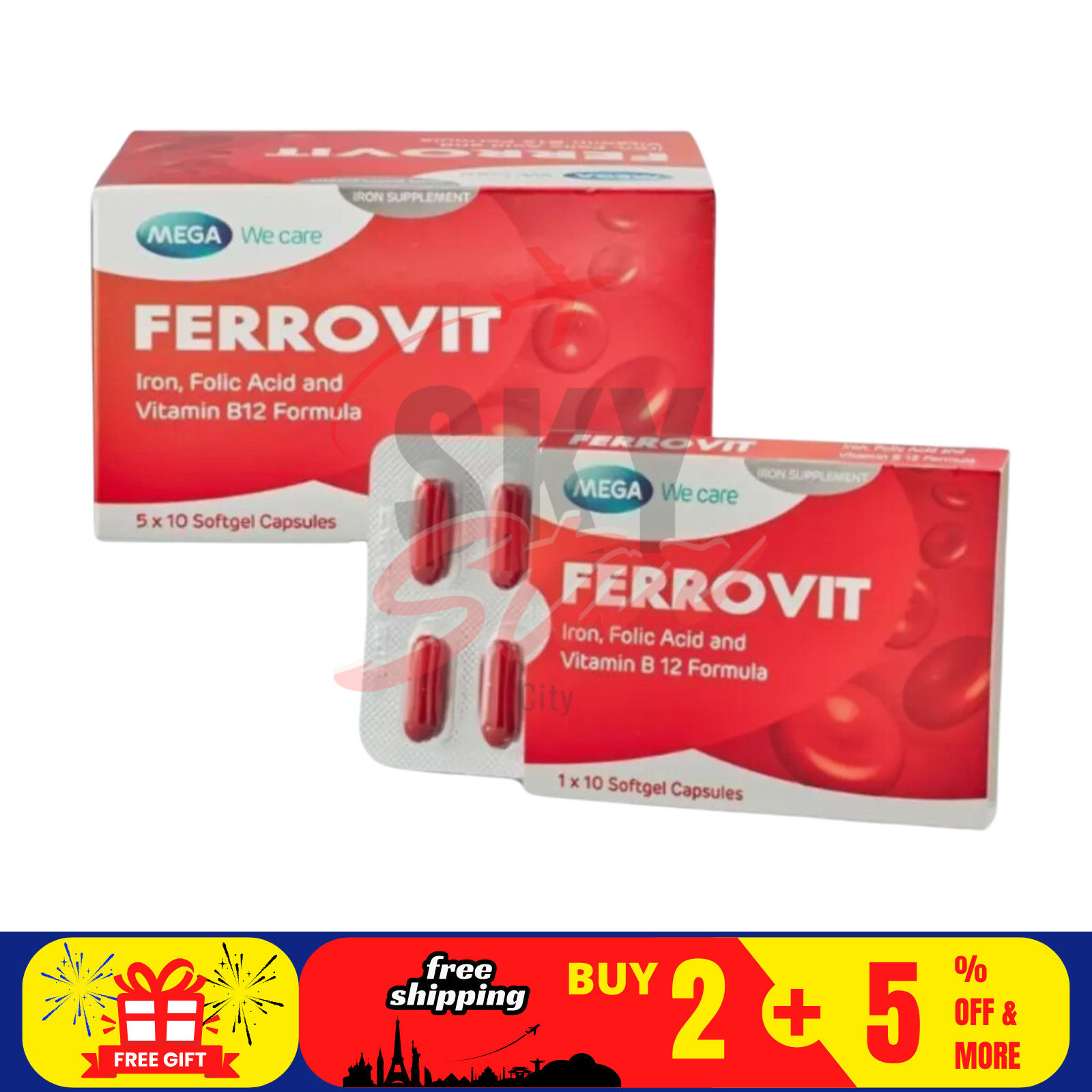Suplemento de hierro FERROVIT 5 X 10 para mujeres embarazadas remedios para l...