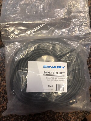 Binary 3P XLR Female To Male 50ft Gold Contact Cable