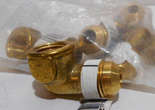 Lot of 5 New Brass 3/8" flare x 1/4" Female NPT 90 Degree Elbow Fittings
