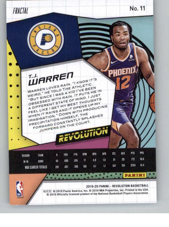 2019-20 Panini Revolution Fractal #11 T.J. Warren (ref 144034) - Image 2 of 2