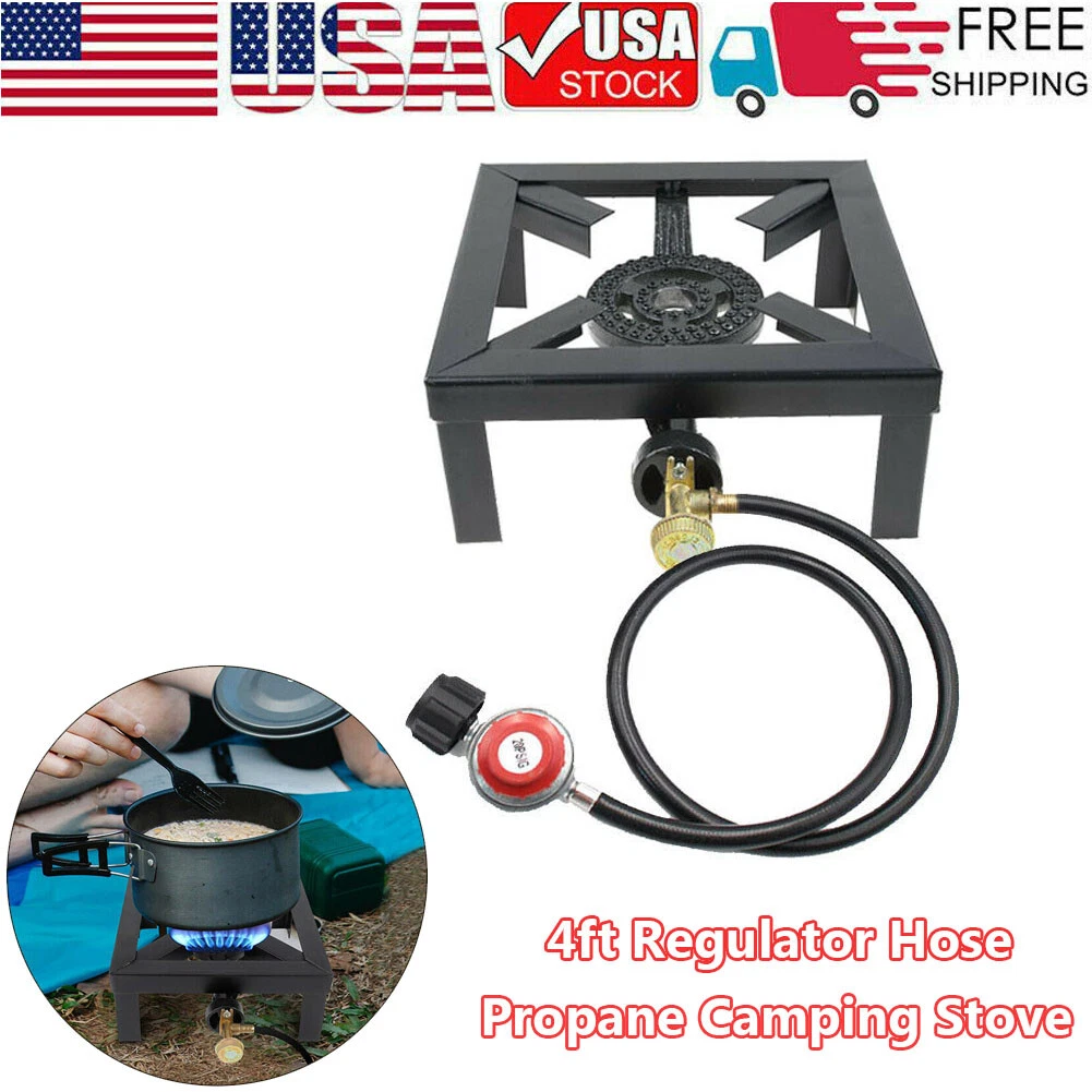 Propane LP Gas Camping Stove Single Burner Outdoor Portable BBQ Cooker+Regulator  | eBay