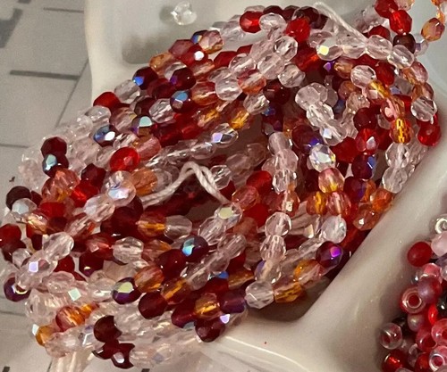 5mm Czech Glass Bevelled Square Bead Mix Strawberry Fields (50) - Picture 5 of 8