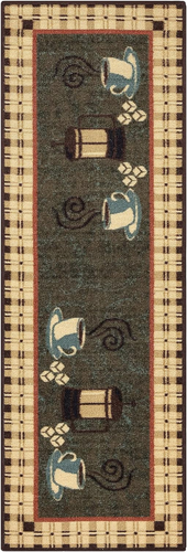Machine Washable Coffee Cups Design Non-Slip Rubberback 2X5 Kitchen Runner Rug f - Picture 2 of 7