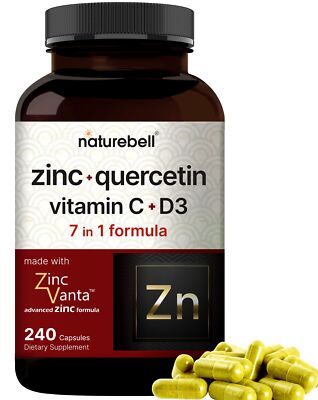 Quercetin 1000mg w/ Zinc 4 in 1, Vitamin D3 5000iu for Immune Defense 240 Caps