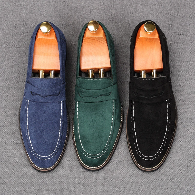 Mocasines transpirables de verano británicos para hombre formales de gamuza suave informales zapatos de cuero talla Foto 2 de 4