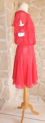 Robe Cocktail Corail Taille 38 - Marque Point Mariage - Modèle Litchi - Parfaite Pour Soirée Ou Mariage