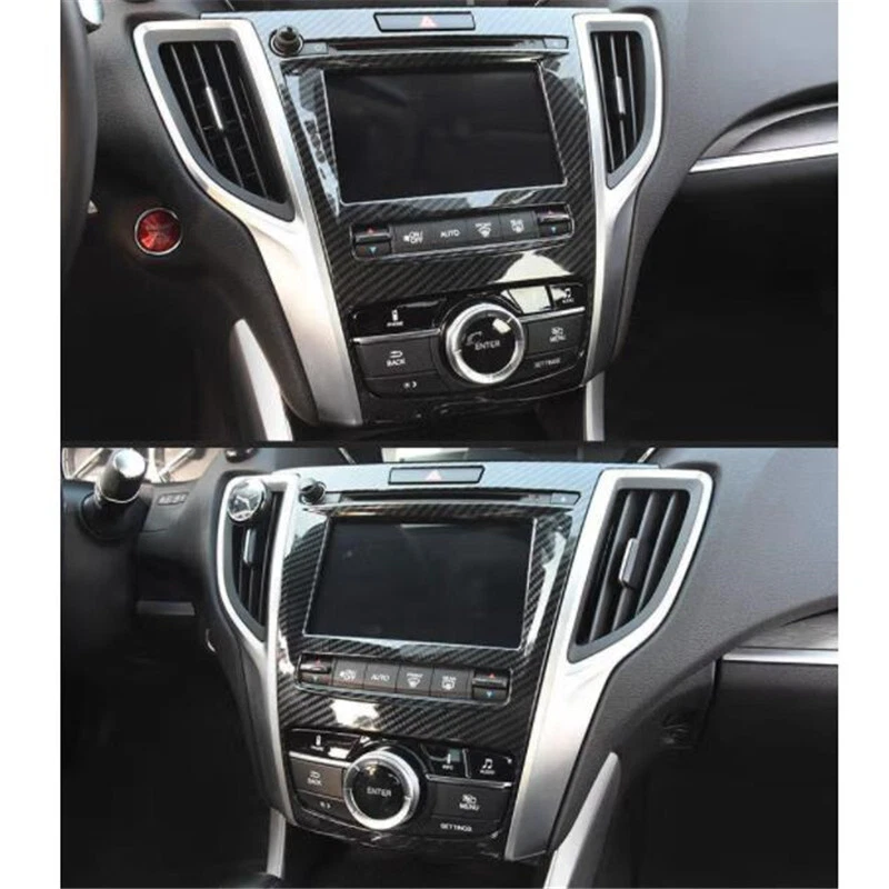 Cubierta de panel de interruptor de aire acondicionado de fibra de carbono para Acura TLX 2015-2022 Foto 2 de 4