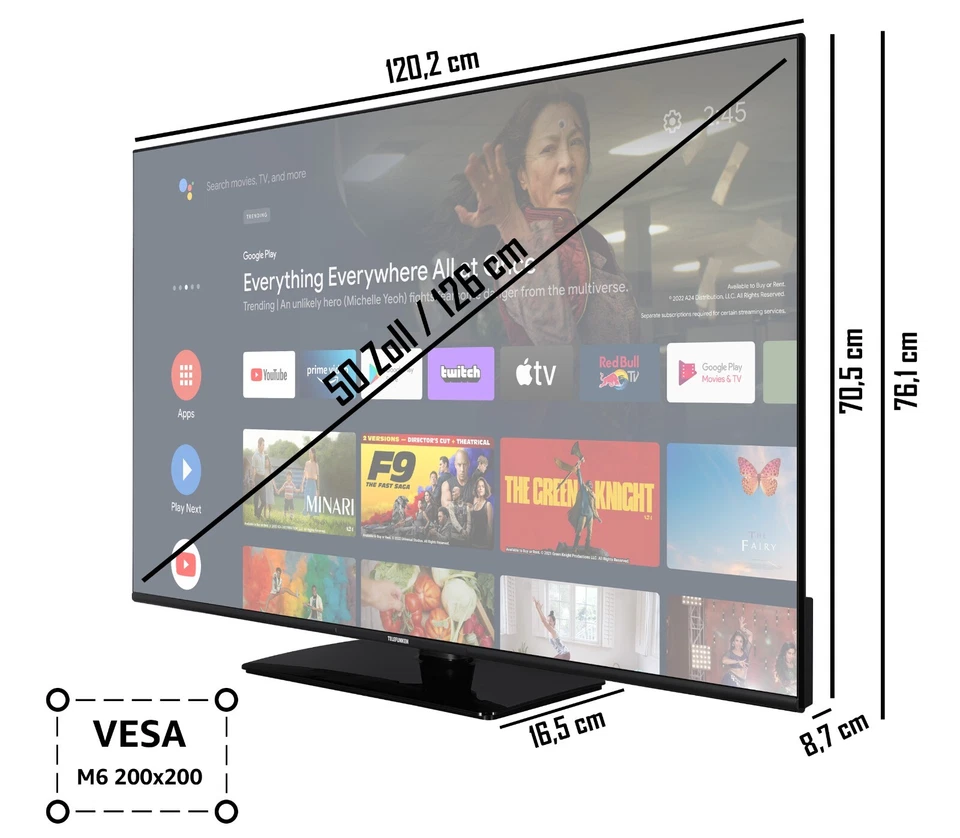 TELEFUNKEN XU50AN754M 50 Zoll Fernseher / Android Smart TV / 4K UHD Dolby Vision - Bild 2 von 4