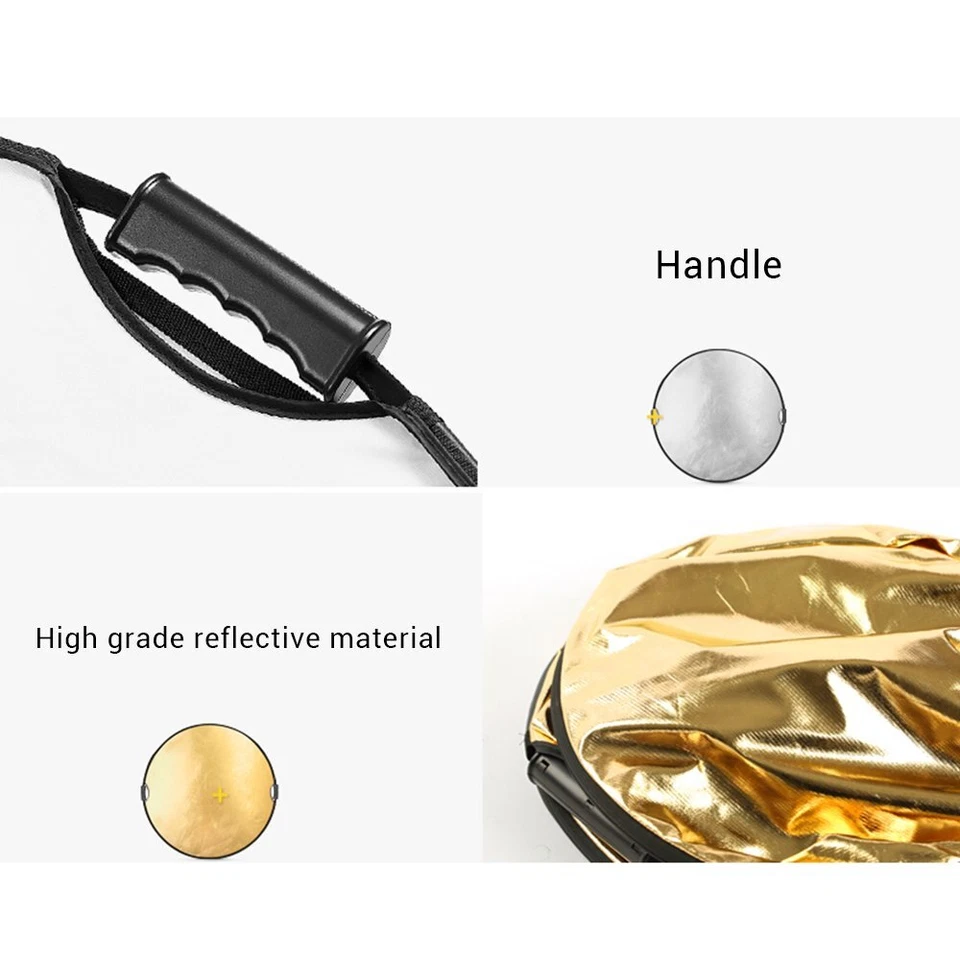 US 5 in 1 110CM Round Shape Reflector Handle Outdoor Camera Studio Strobe Flash - Image 4 of 4