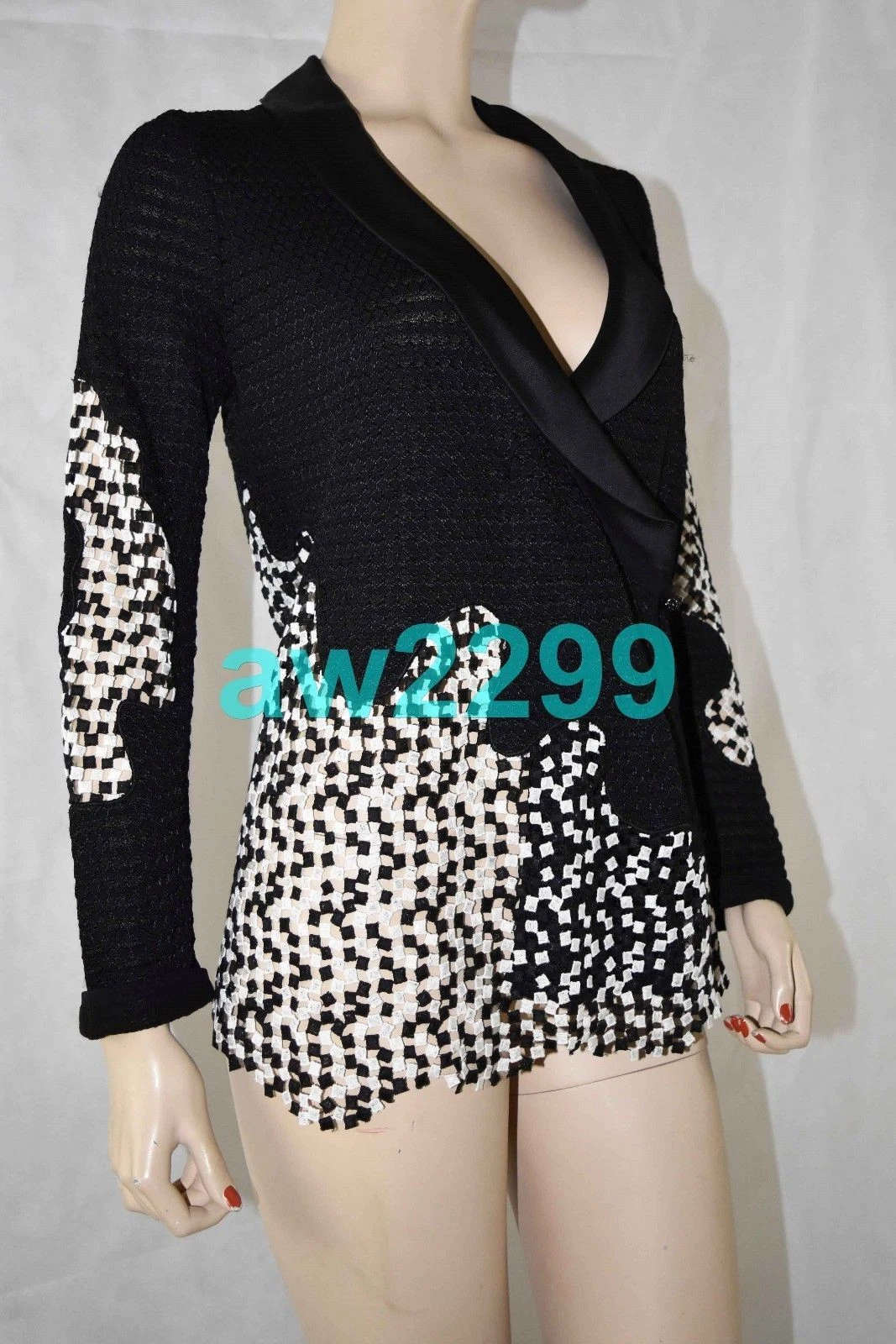 GIACCA CARDIGAN CHANEL 11P $4 5K NUOVA RUNWAY BIANCO E NERO NUOVA BOTTONE LOGO 38 CC