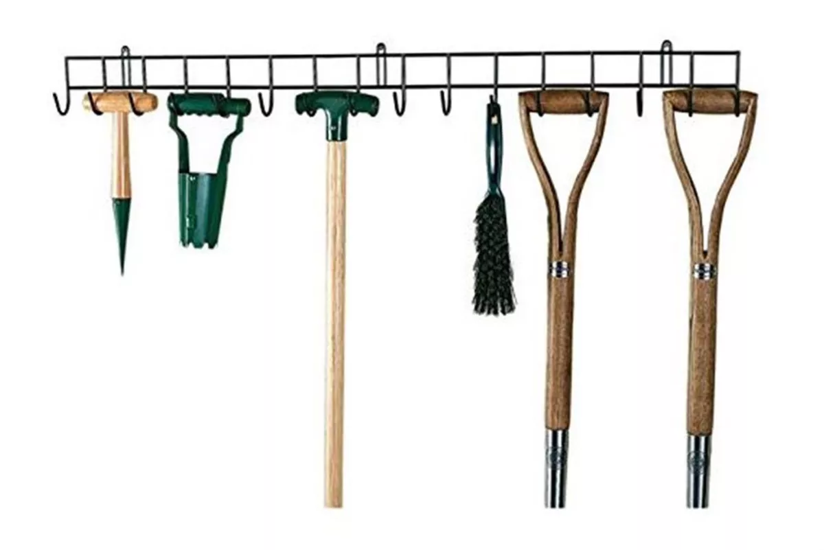 Tool Hanging Rack Garden Tools Holder Organiser Wall Mount Hook Metal Storage