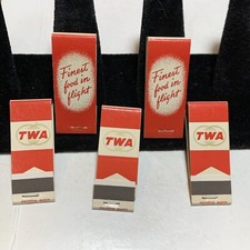 Vintage TWA Mini Matchbooks Universal Finest Food in Flight Matches Set of 5 NOS