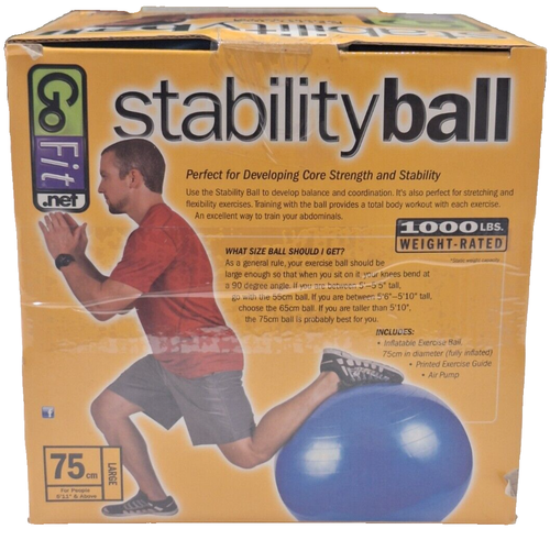 GoFit Core Stability Exercise Ball with Pump 75CM Large weight rated 1000 lb. - Picture 2 of 3