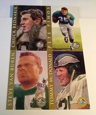 1998 Hall of Fame Gold Signature Series postcard of Pete Pihos Unsigned