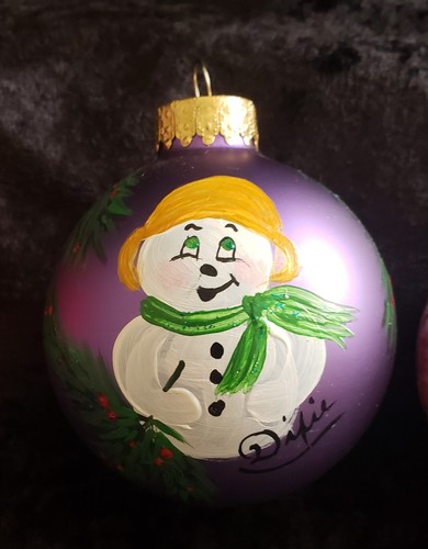 Vintage Set of 3 Artist Signed Handpainted Scenery Art Glass Christmas Ornament - Picture 4 of 8