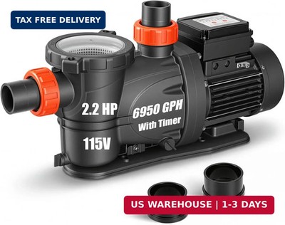 2HP Swimming Pool Pump & Timer In/Above Ground w Motor Strainer Filter Basket