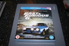 Fast & Furious 6  Steelbook (Blu-ray, 2014) Rare Escort Zavvi Ltd Edition . New