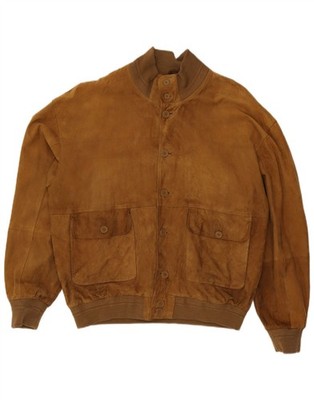 Conbipel Mens Suede Bomber Jacket IT 58 XL Brown Leather YJ30