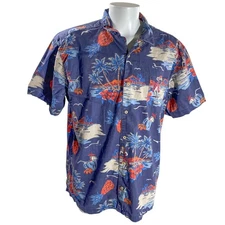 St. John's Bay Hawaiian Aloha Shirt 2XL Beach Cocktails Hula Flowers Pineapples